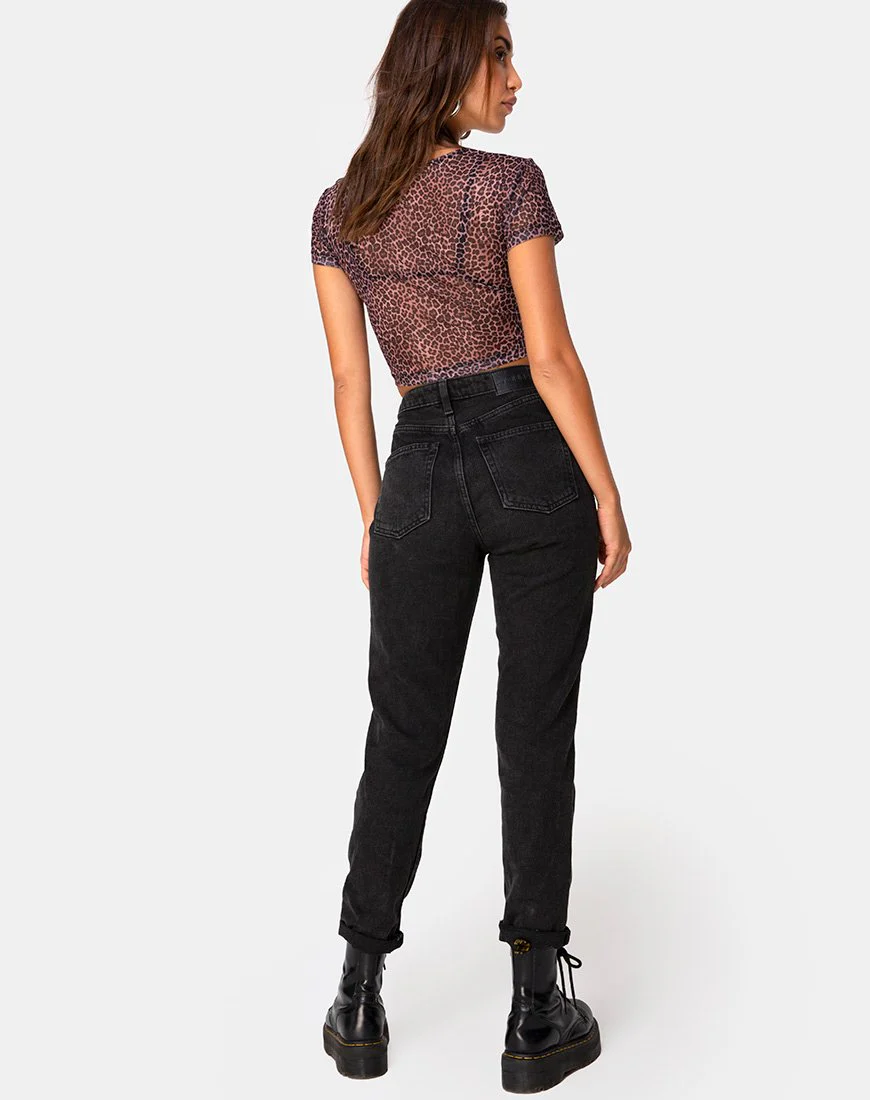 Tiney Crop Top Tee in Rar Leopard Mesh - Image 4