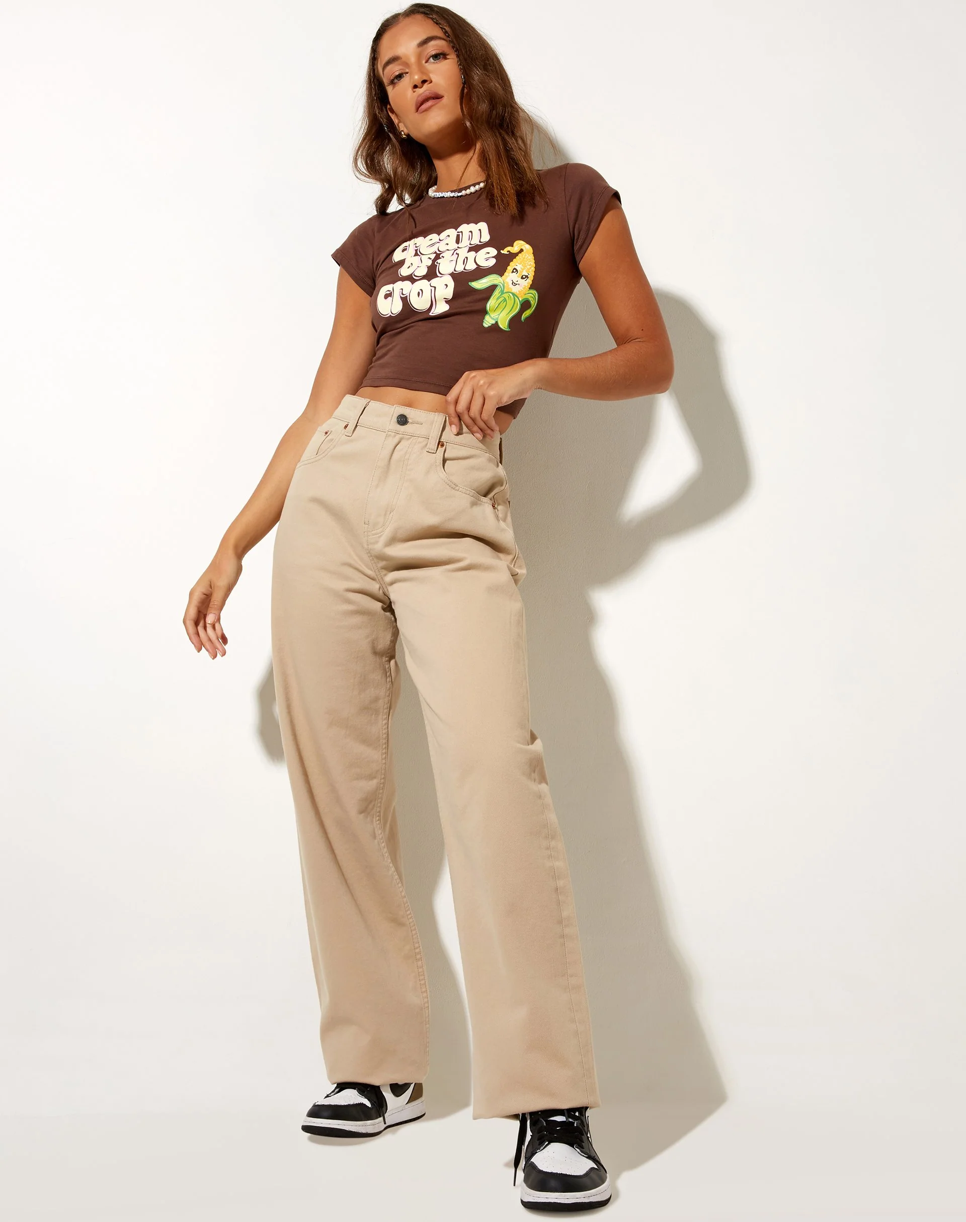 Tinsi Crop Top in Deep Mahogany Cream Of The Crop - Image 3