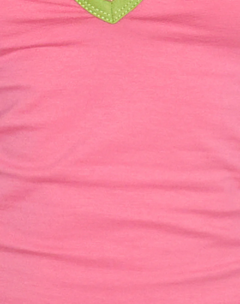 Tiria Cutout Bandeau Top in Bubble Gum mit blattgrüner Bindung - Image 6