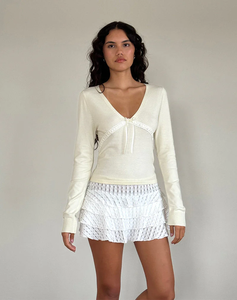 Tirzah Top aus gebürstetem Strick in Creme