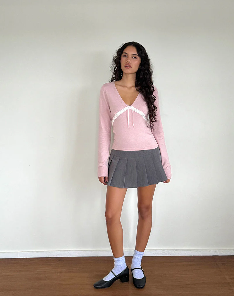 Tirzah gebürstetes Stricktop in Rosa - Image 4