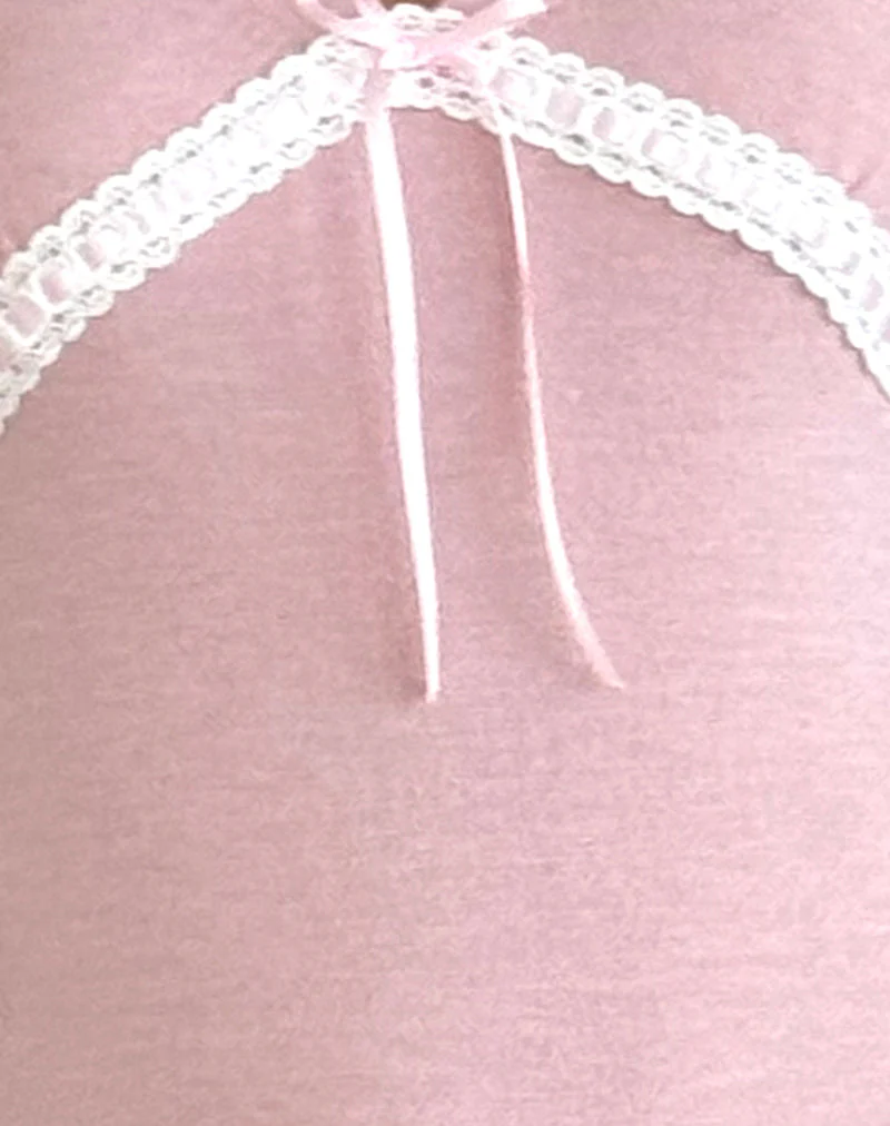 Tirzah gebürstetes Stricktop in Rosa - Image 6