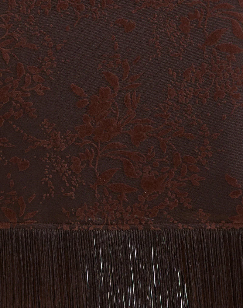 Tisaki Midi Skirt in Fine Leaf Flower Ganache - Image 5
