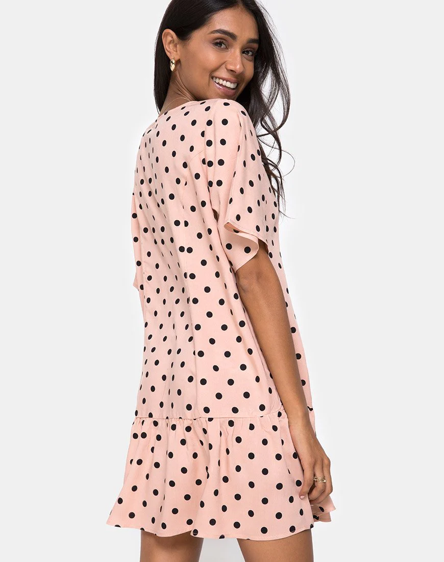 Tisha Babydoll Kleid in New Polka Nude Schwarz - Image 2