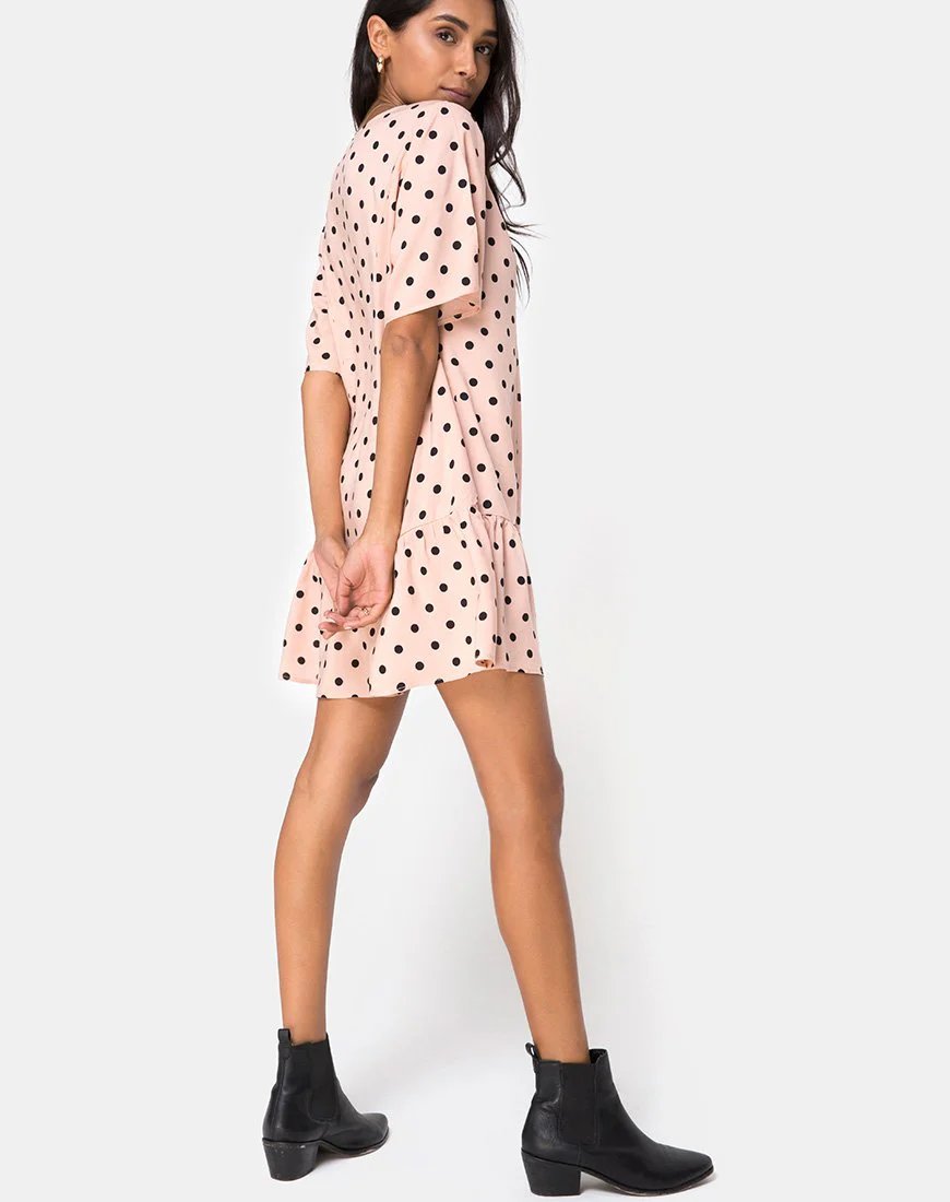Tisha Babydoll Kleid in New Polka Nude Schwarz - Image 4