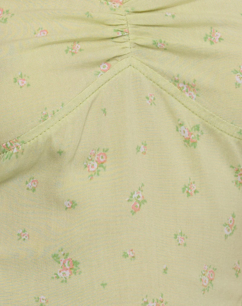 Tismia Top in Fun Ditsy Floral Lime - Image 6