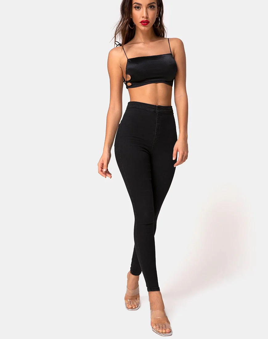 Tisya Crop Top aus Satin Schwarz - Image 3
