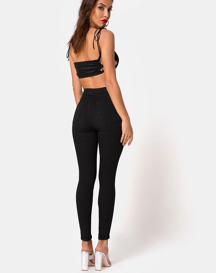 Tisya Crop Top aus Satin Schwarz - Image 4