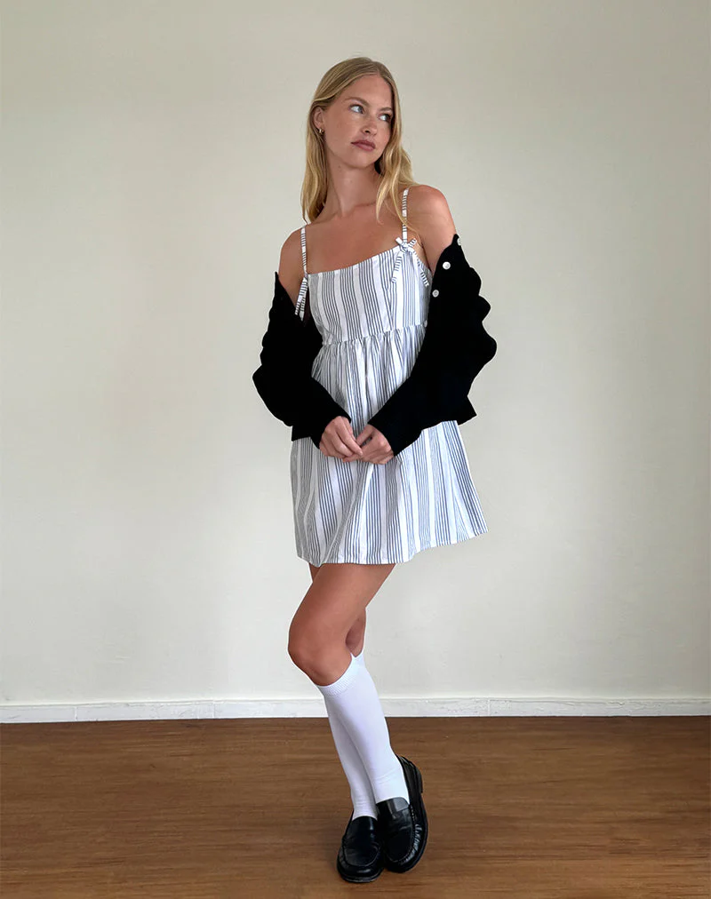Tisyani Minikleid aus vertikalen grauen Streifen - Image 3