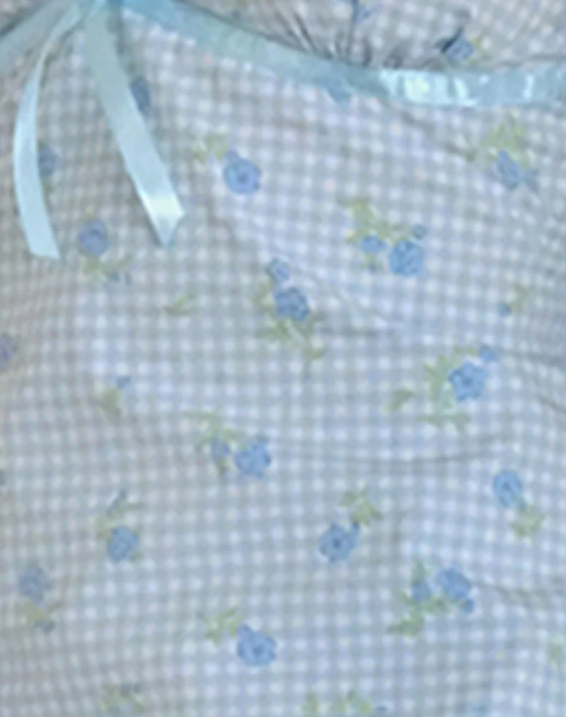 Tivata Minikleid aus blauem Blumengingham - Image 6