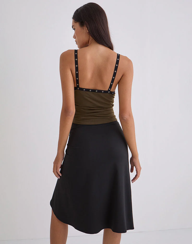 Tolani Cami Top aus schwerem Netzstoff in Khaki - Image 7