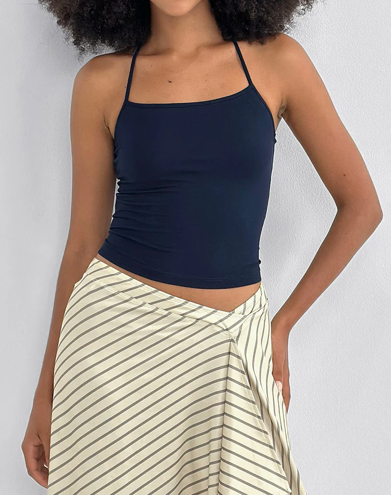 Tomoe Neckholder-Top aus Rayon Jersey Navy - Image 5