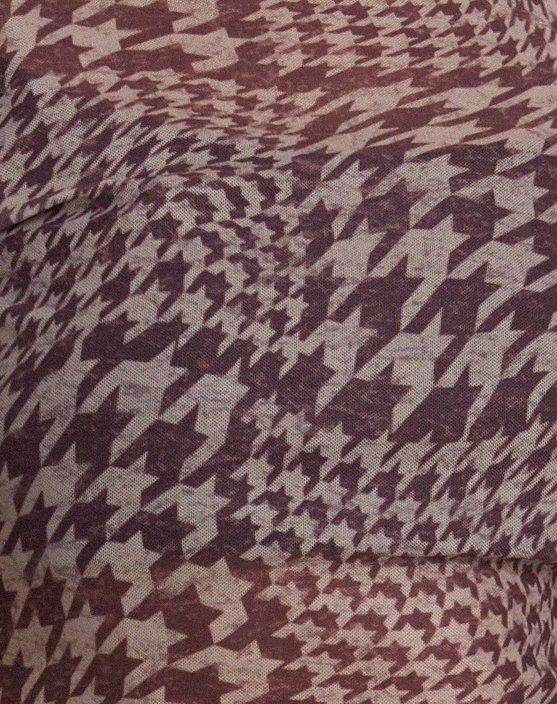 Tonia Bedrucktes Netz-T-Shirt in Warped Houndstooth Braun - Image 7