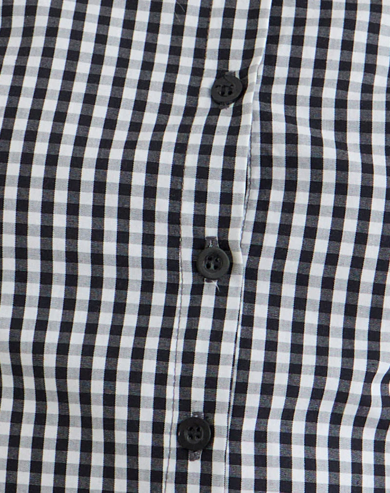 Topaz Blouse in Mini Gingham Grey - Image 7