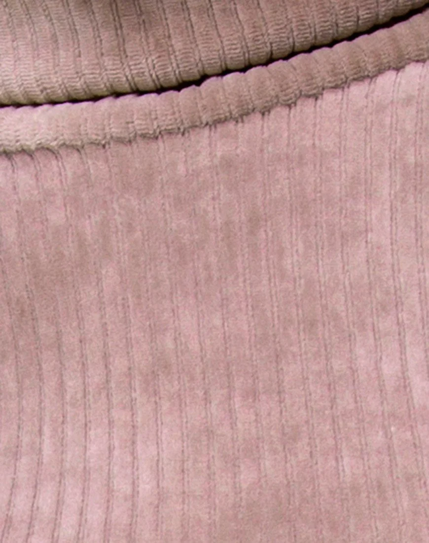 Tor Kleid aus Samt Rippe Taupe - Image 5