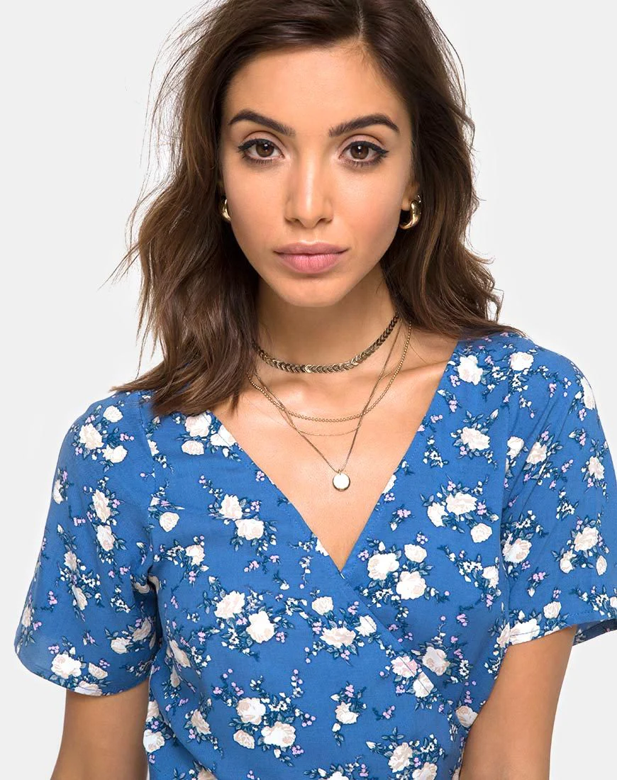Trasti Midikleid in Soheila Floral Blau - Image 2
