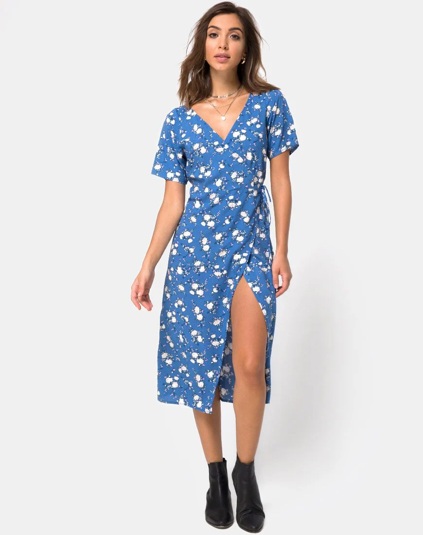 Trasti Midikleid in Soheila Floral Blau - Image 3