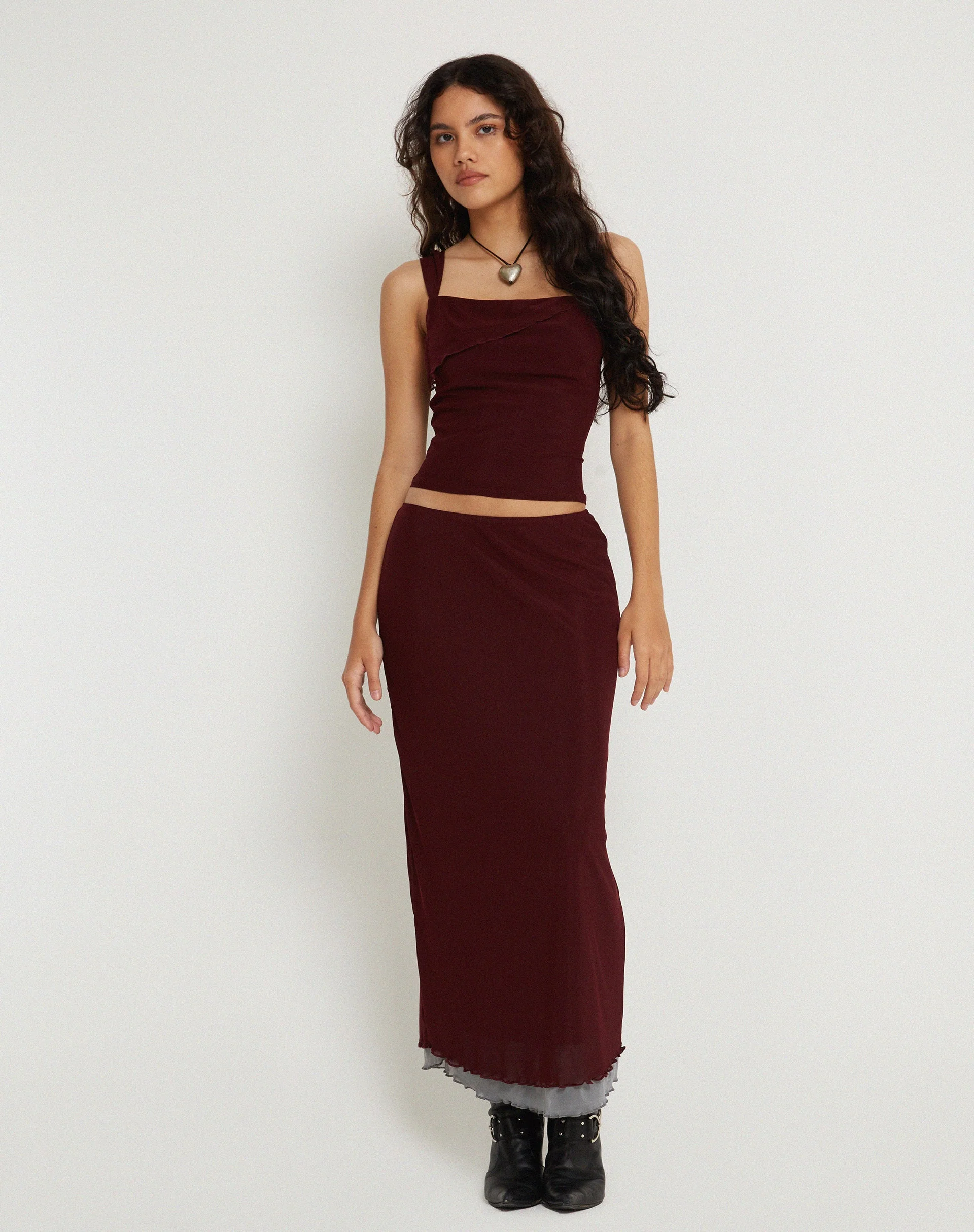 Tresha Maxirock aus Mesh Burgundy - Image 3