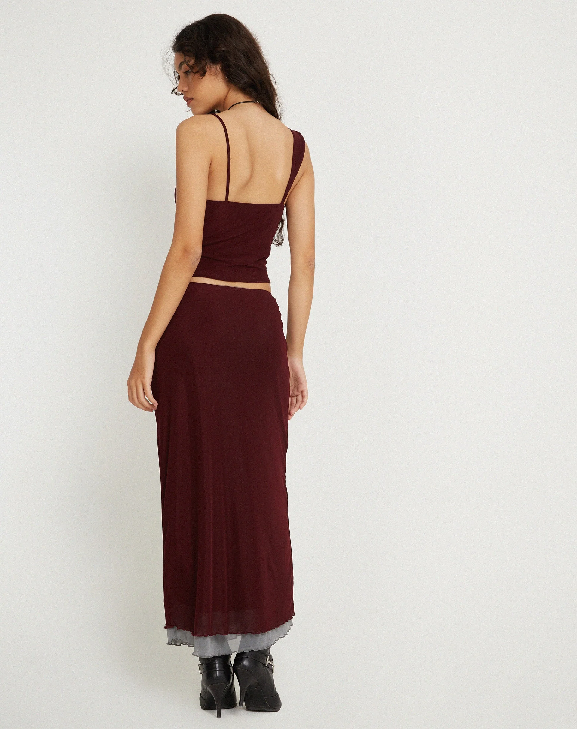 Tresha Maxirock aus Mesh Burgundy - Image 4