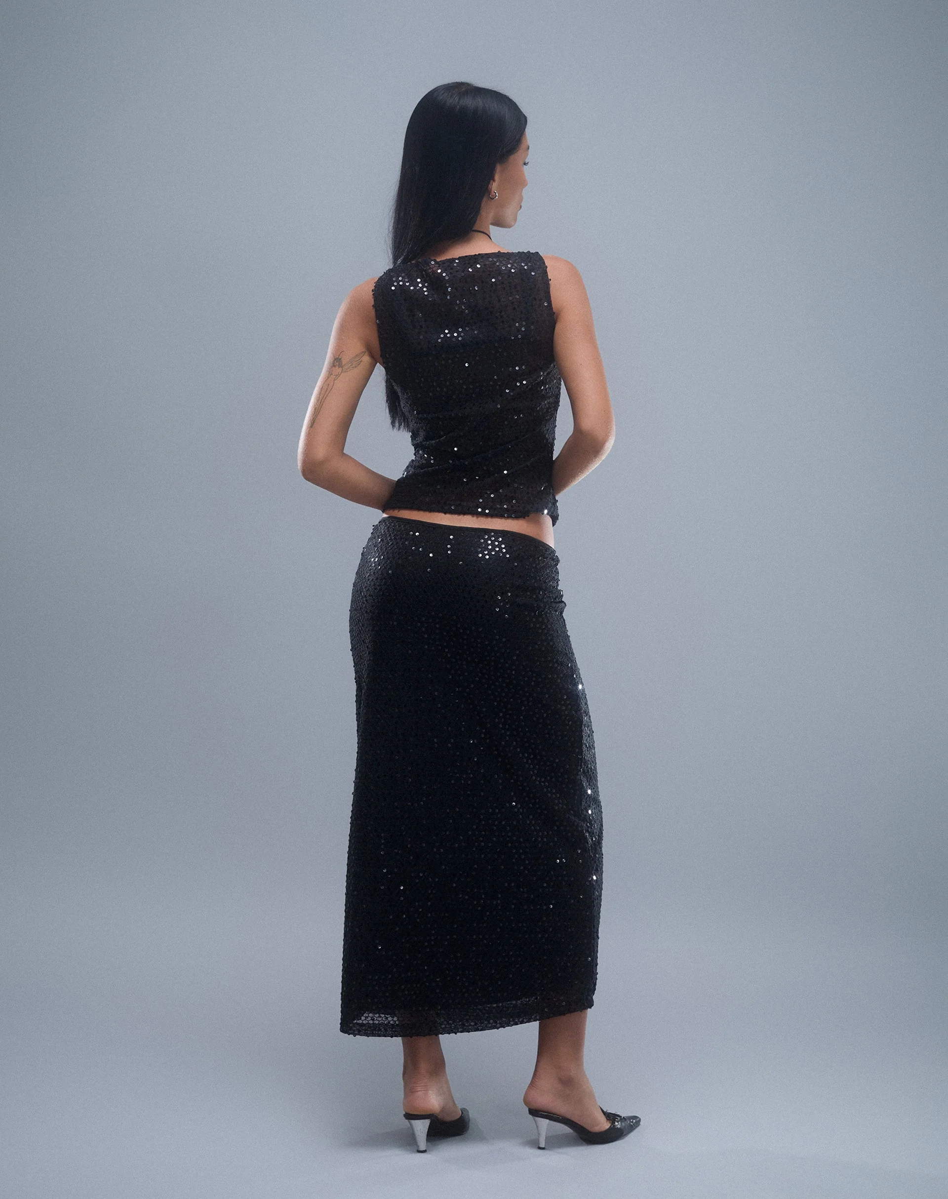 Tresha Maxirock aus Paillettenstrick Schwarz - Image 5