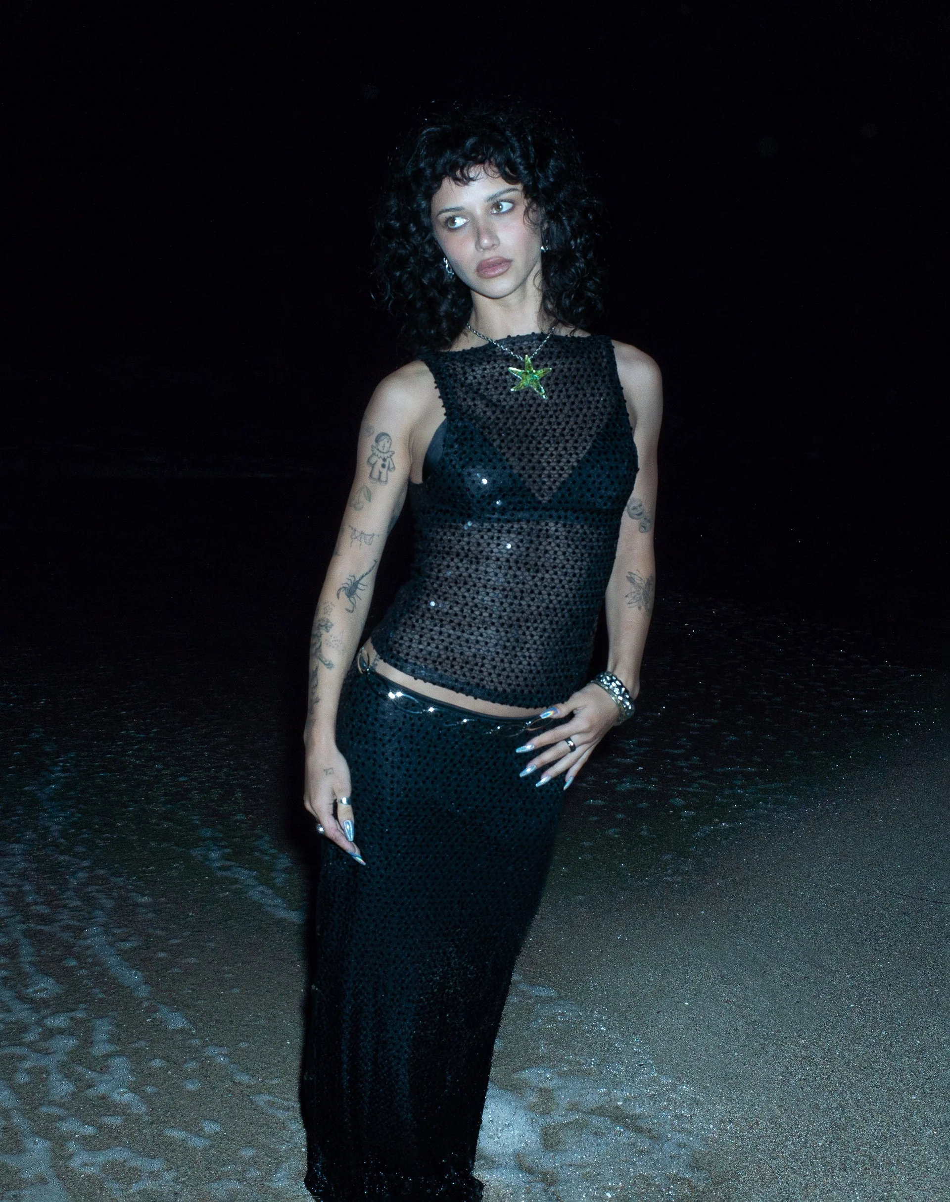 Tresha Maxirock aus Paillettenstrick Schwarz - Image 6