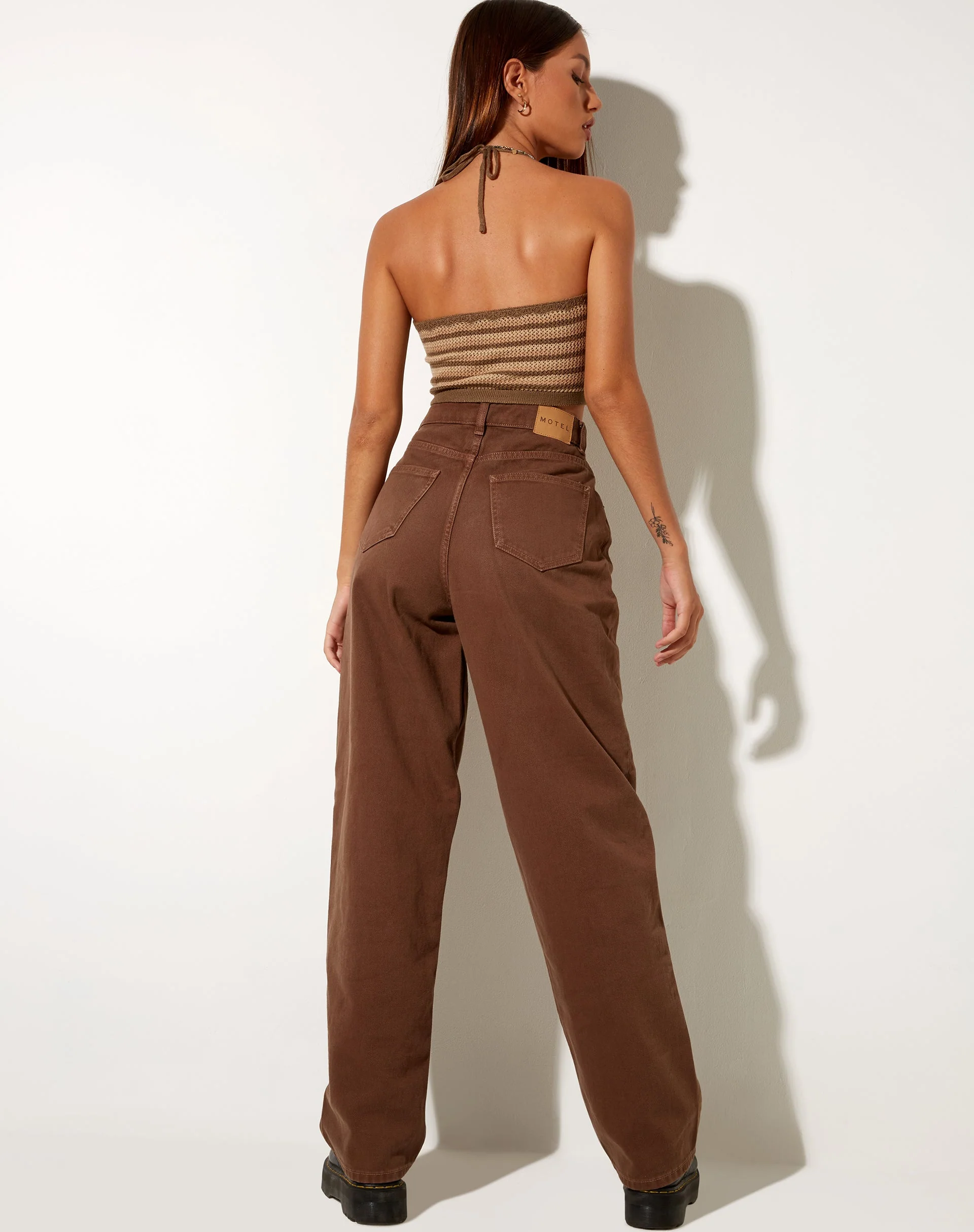Trina Crop Top aus gehäkeltem Mini-Streifen Khaki - Image 5