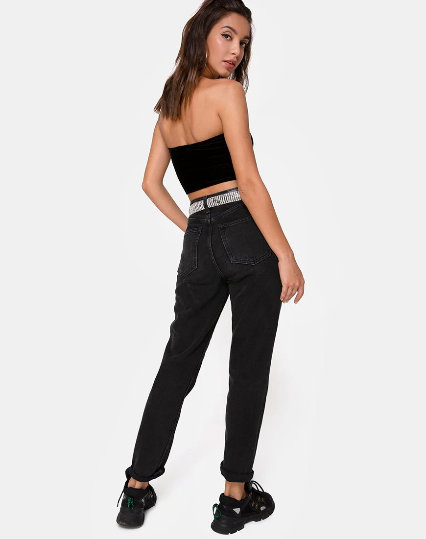 Röhrentop in Schwarz mit Angel Diamante Hot Fix - Image 5