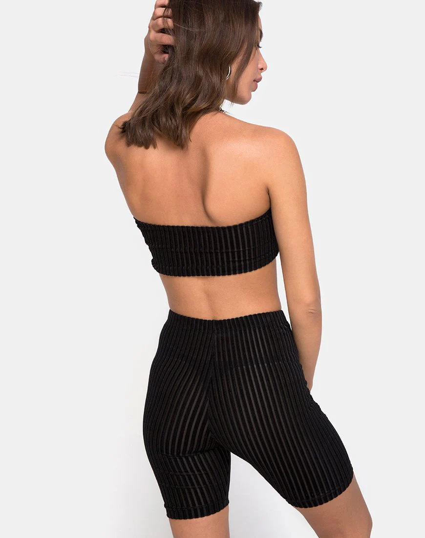 Röhrentop aus Samt mit transparenten Streifen Schwarz X Princess Polly - Image 2