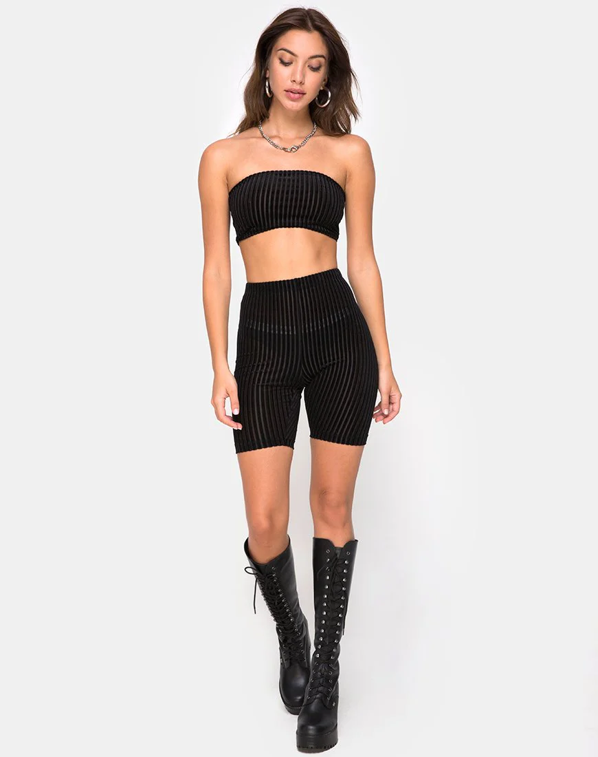 Röhrentop aus Samt mit transparenten Streifen Schwarz X Princess Polly - Image 3