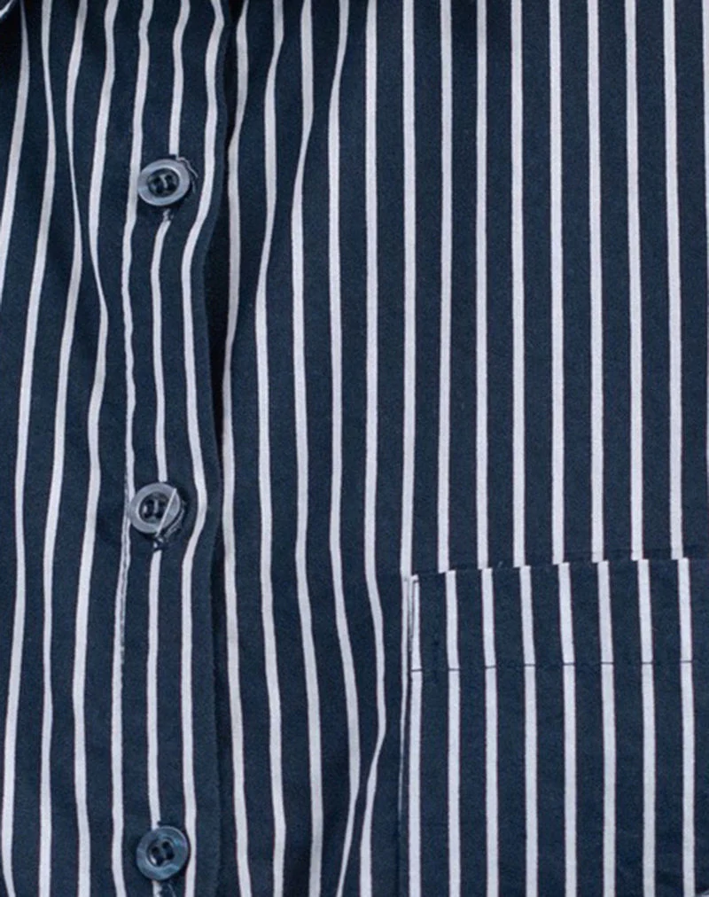 Turner Hemd in Mono Stripe Navy - Image 6