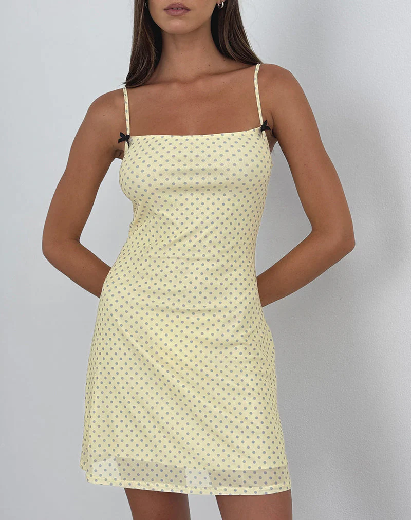 Turu Minikleid in Gelb mit kompakten grauen Punkten - Image 4