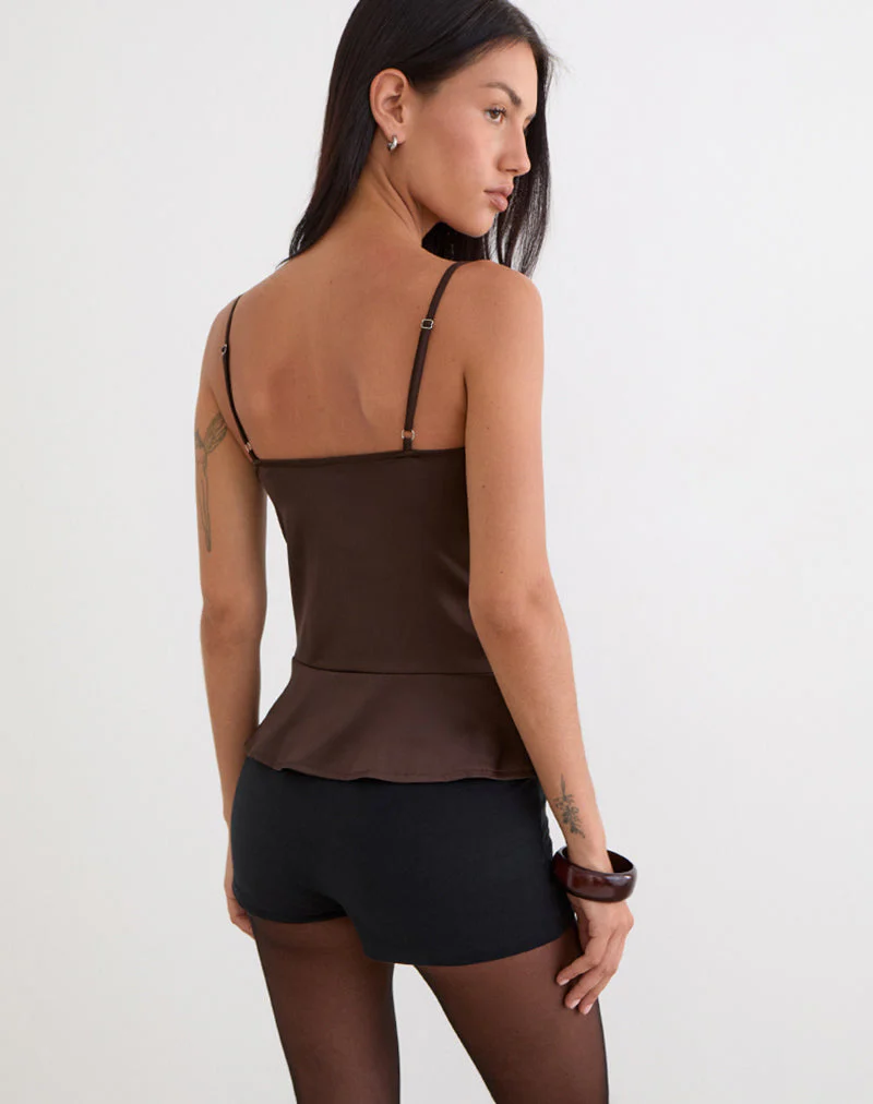 Turuti Cami Top aus Satin in Dunkelbraun - Image 4