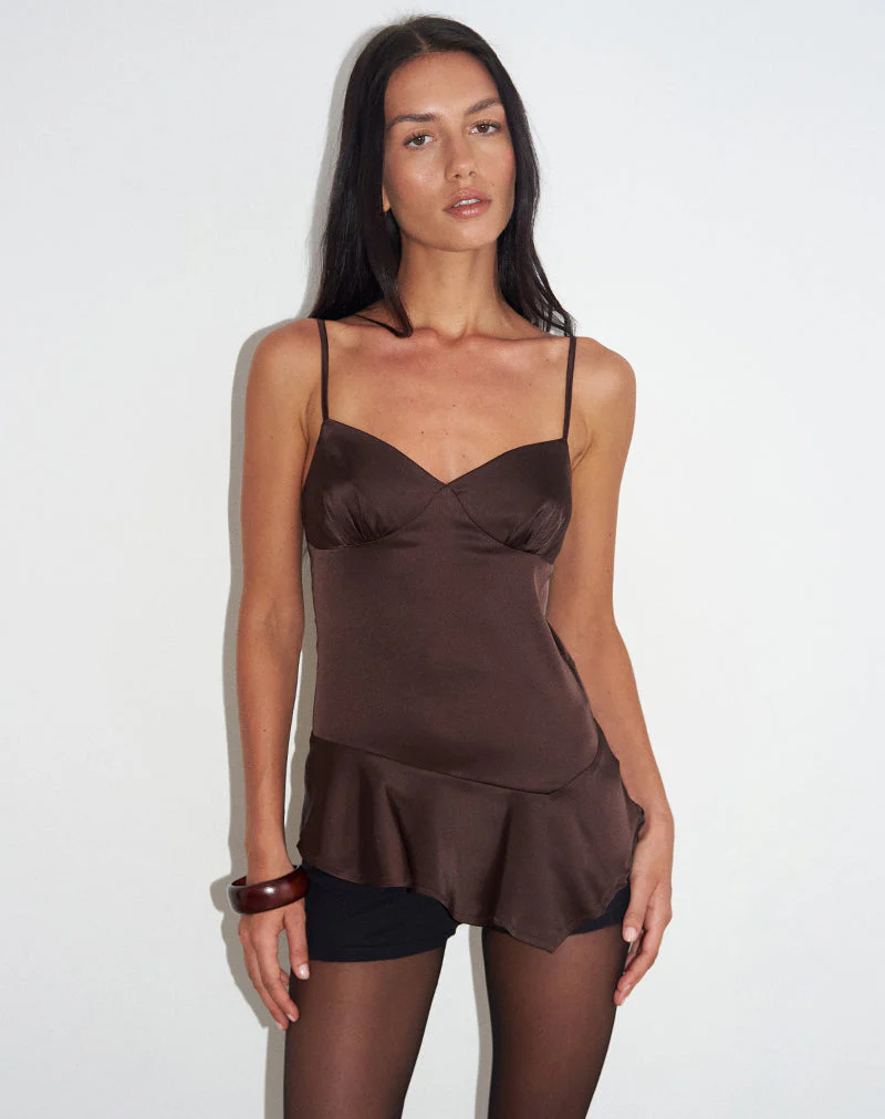 Turuti Cami Top aus Satin in Dunkelbraun - Image 5