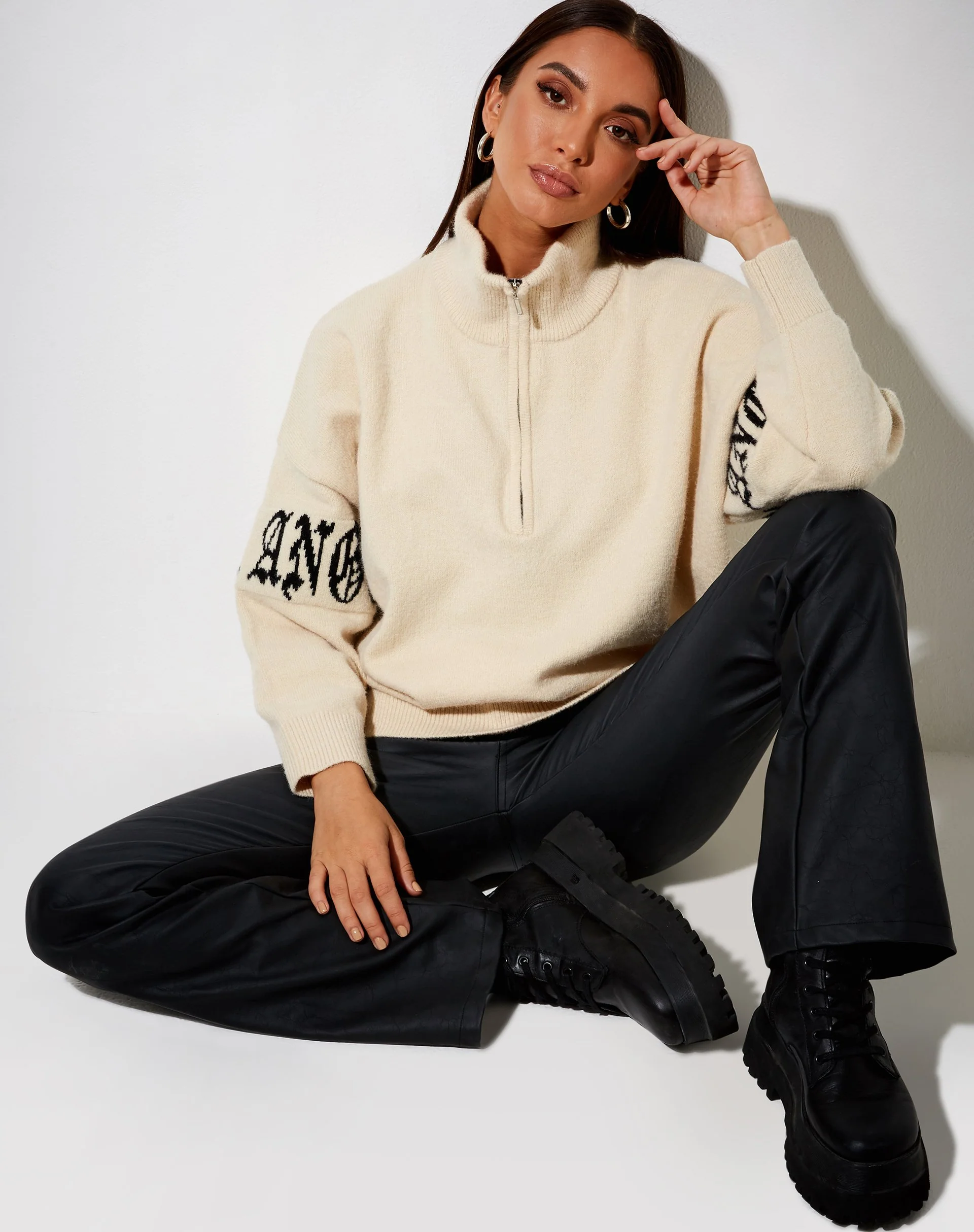 Tusca Sweatshirt in Stein mit Engel am Ärmel