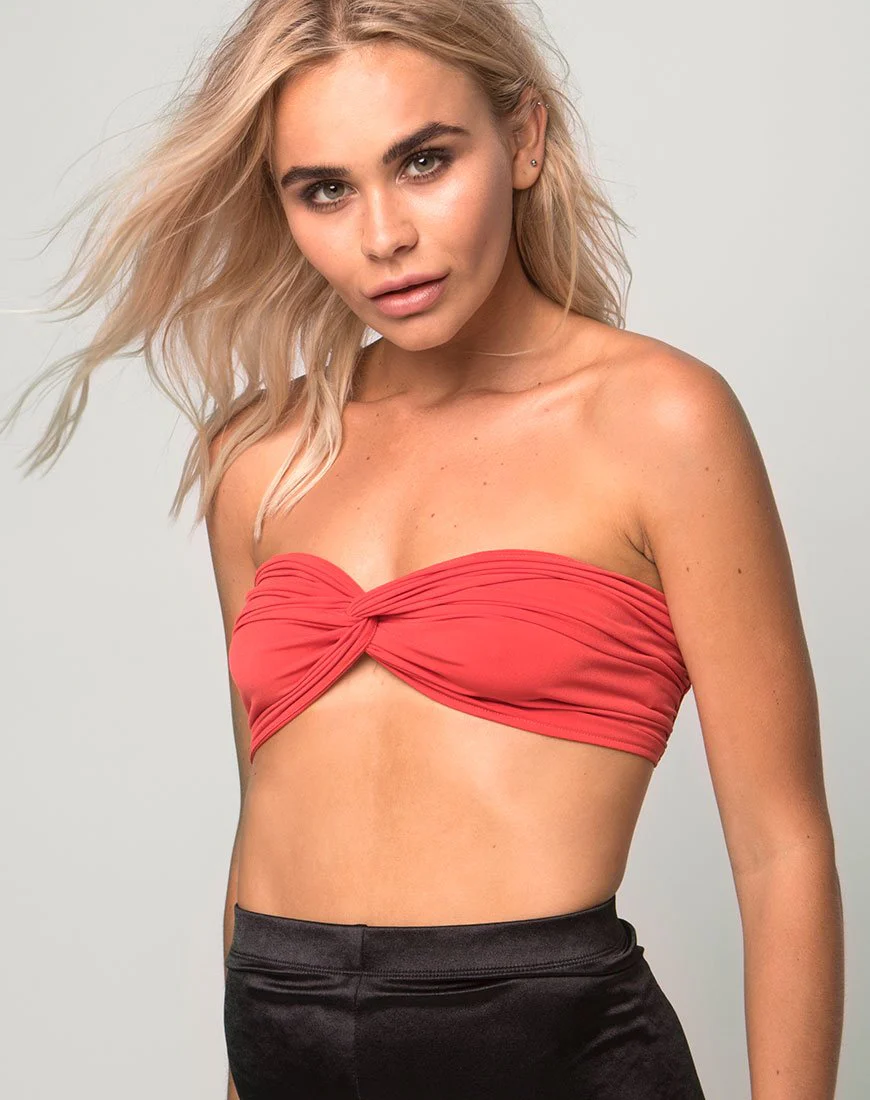 Verdrehtes Bandeau-Top in Gebranntem Orange