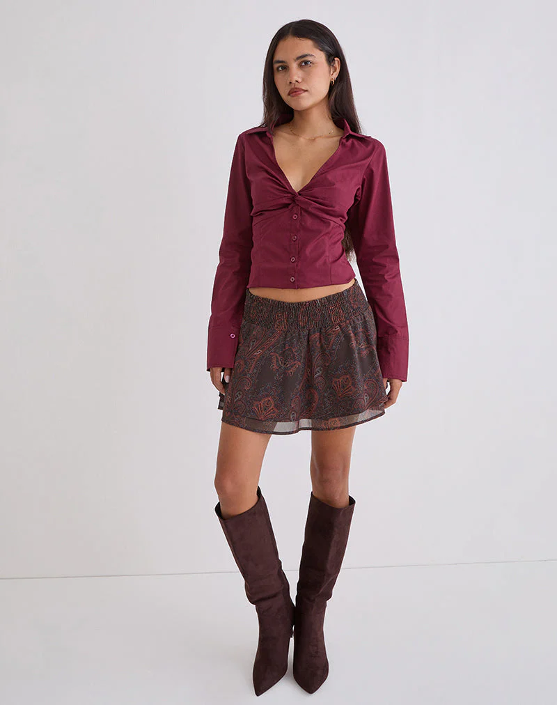 Tylan Minirock aus Chiffon in Royal Paisley Burgundy