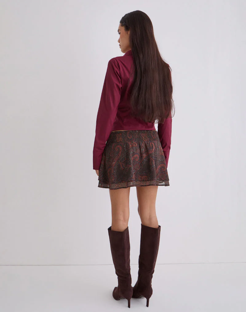 Tylan Minirock aus Chiffon in Royal Paisley Burgundy - Image 4