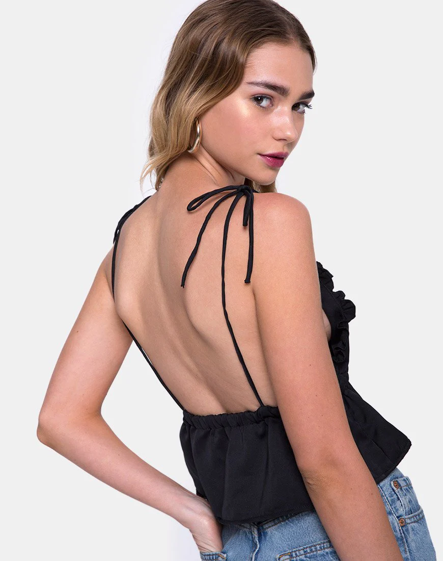 Tyrell Bralette Top in Satin Schwarz - Image 2