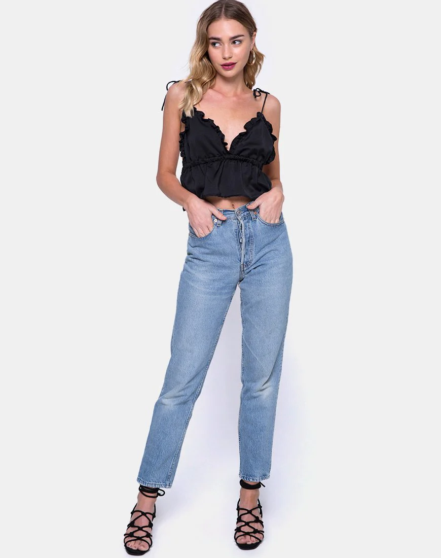 Tyrell Bralette Top in Satin Schwarz - Image 3