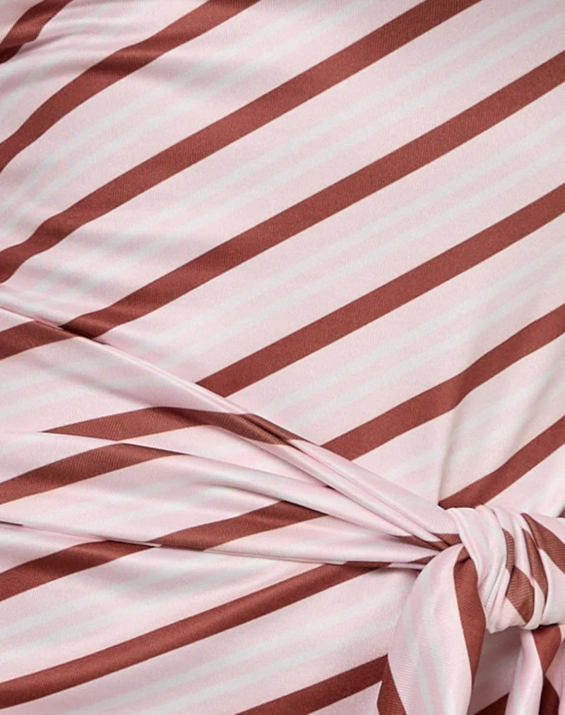 Uberta Asymmetrisches Oberteil mit Krawatte und diagonalen Streifen in Rosa - Image 5