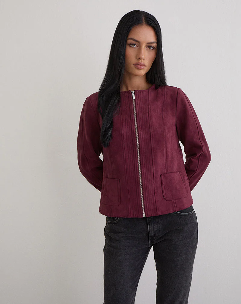Ukiyo Jacke aus Wildlederimitat Burgund - Image 3