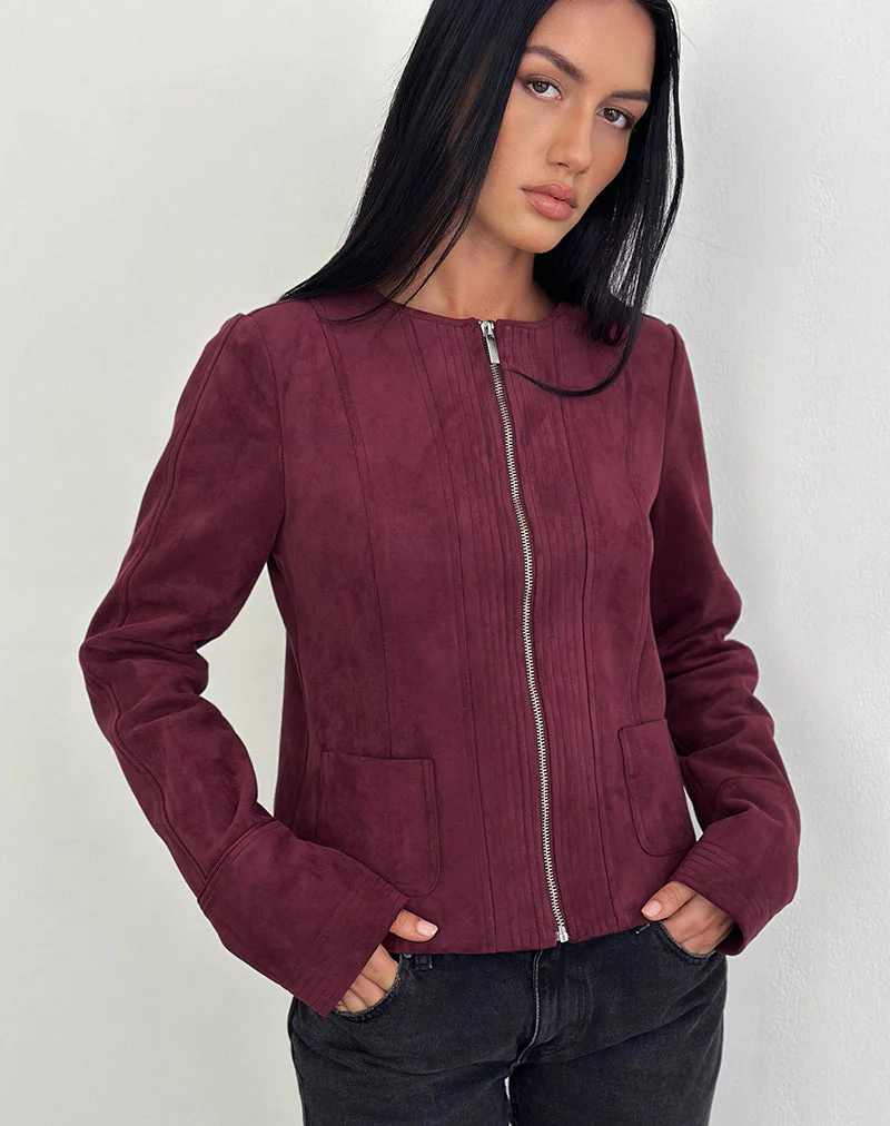 Ukiyo Jacke aus Wildlederimitat Burgund - Image 4