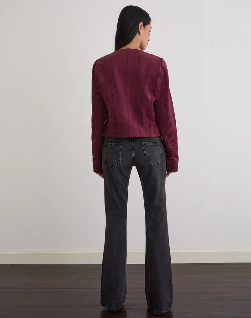 Ukiyo Jacke aus Wildlederimitat Burgund - Image 5