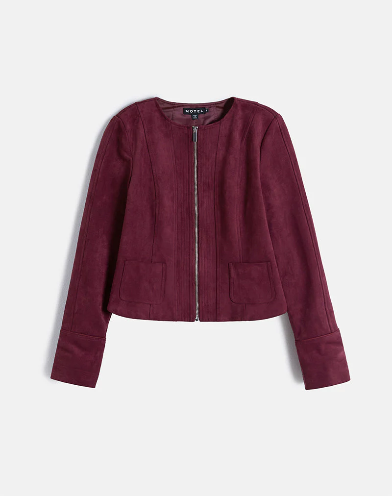 Ukiyo Jacke aus Wildlederimitat Burgund - Image 6