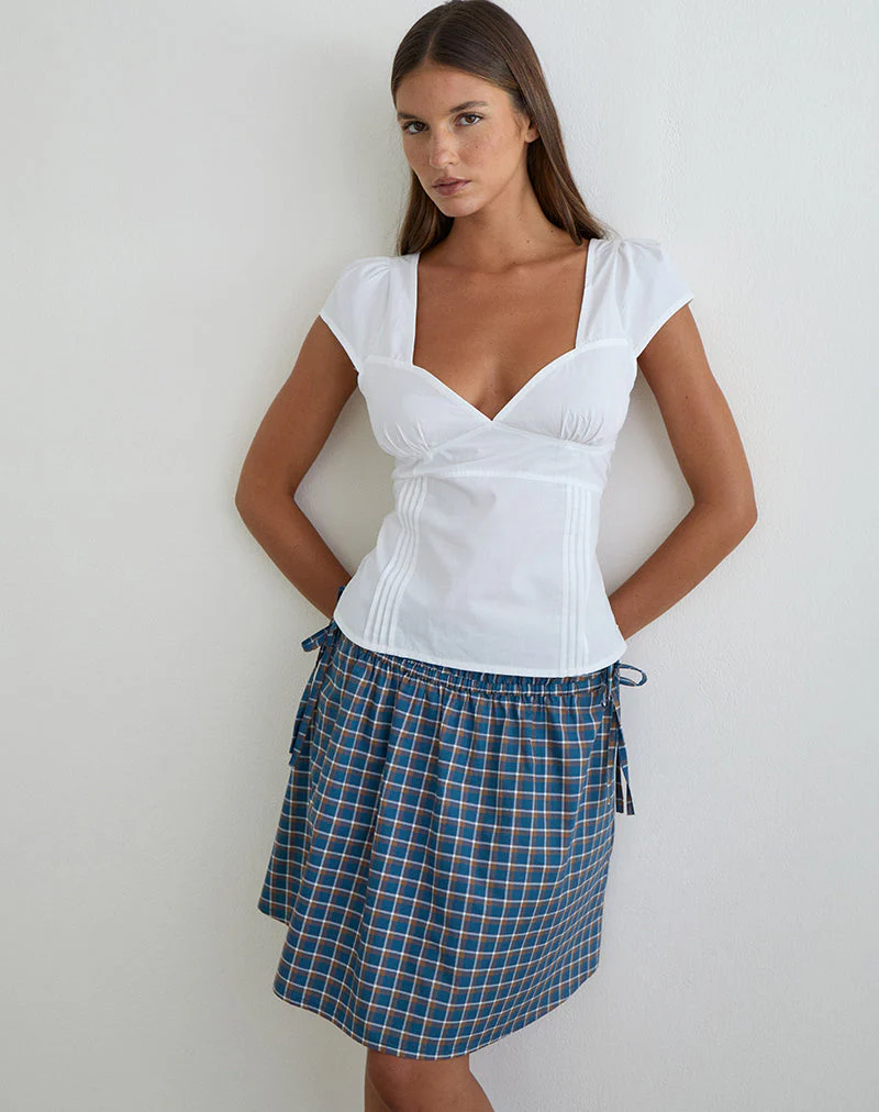 Uliva Cap Sleeve Corset Top in Poplin White - Image 3