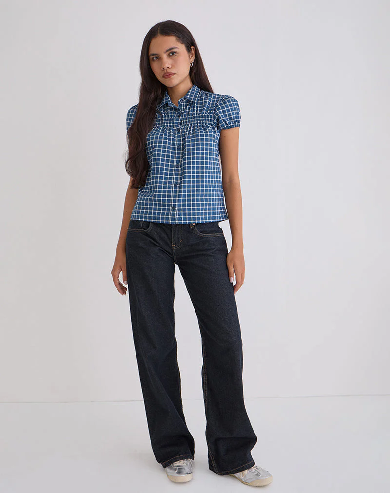 Ulsan Passformhemd aus Tartan-Popeline in Navy