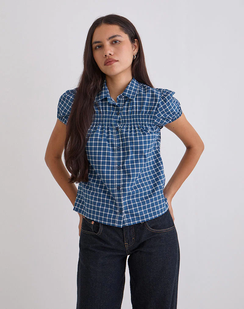 Ulsan Passformhemd aus Tartan-Popeline in Navy - Image 3