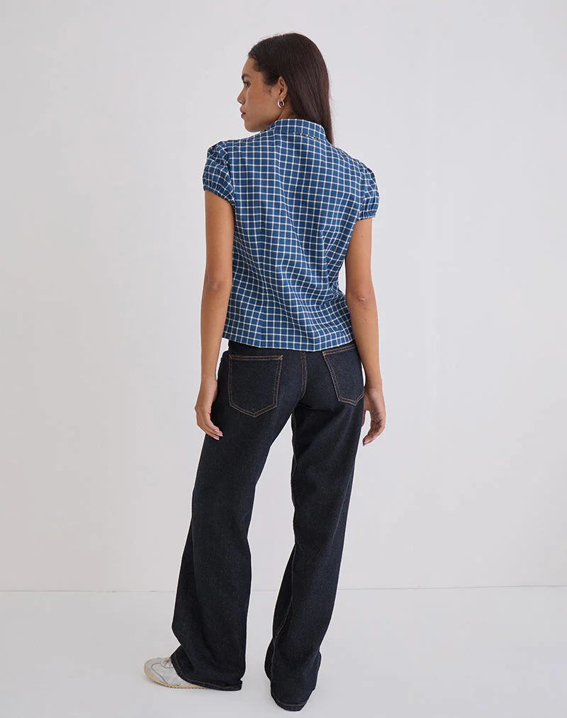 Ulsan Passformhemd aus Tartan-Popeline in Navy - Image 4