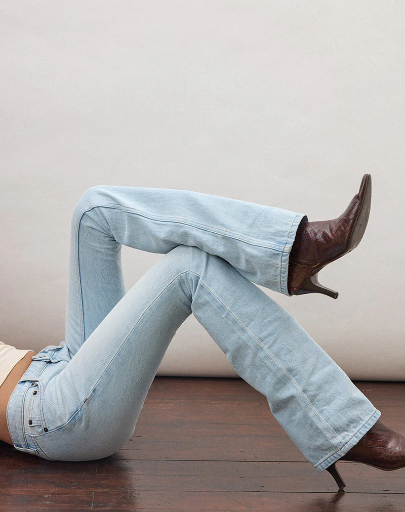 Ultra Low Rise Flare Jean in Sky Blue - Image 2