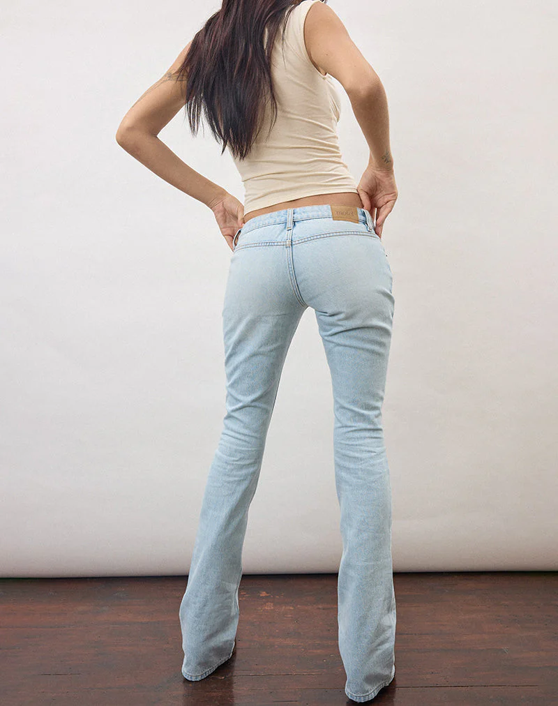 Ultra Low Rise Flare Jean in Sky Blue - Image 5